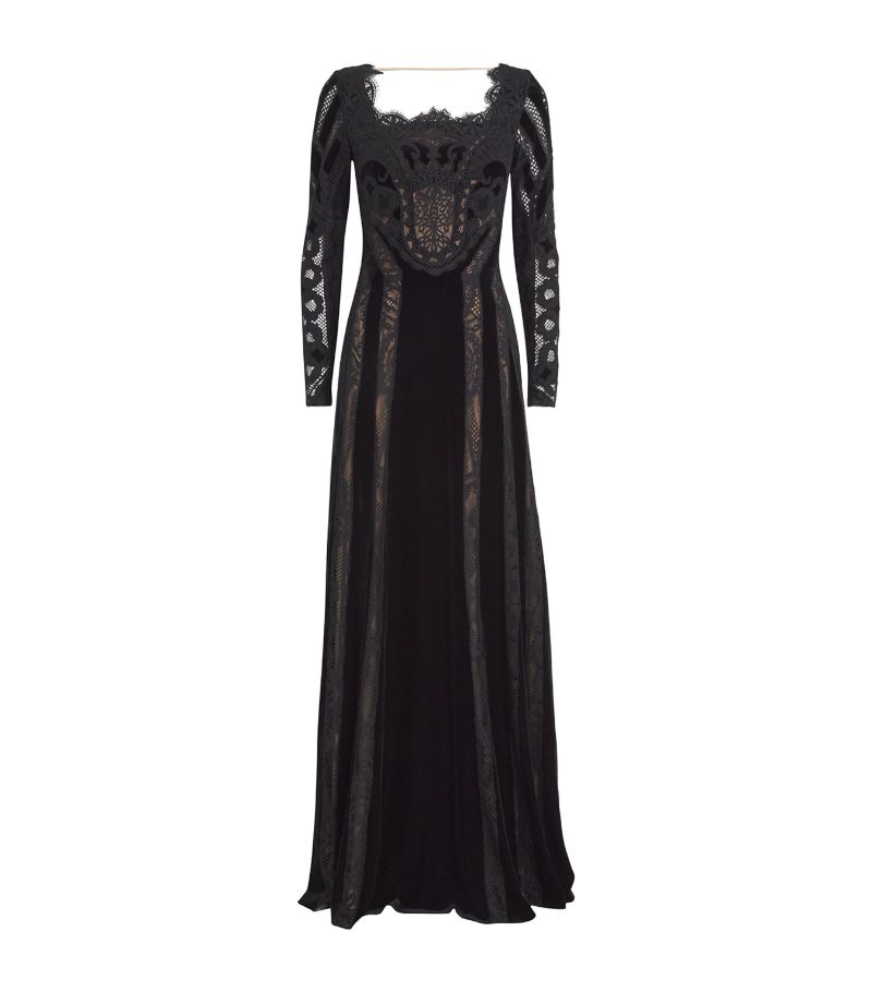 Honayda Honayda Velvet And Lace Gown