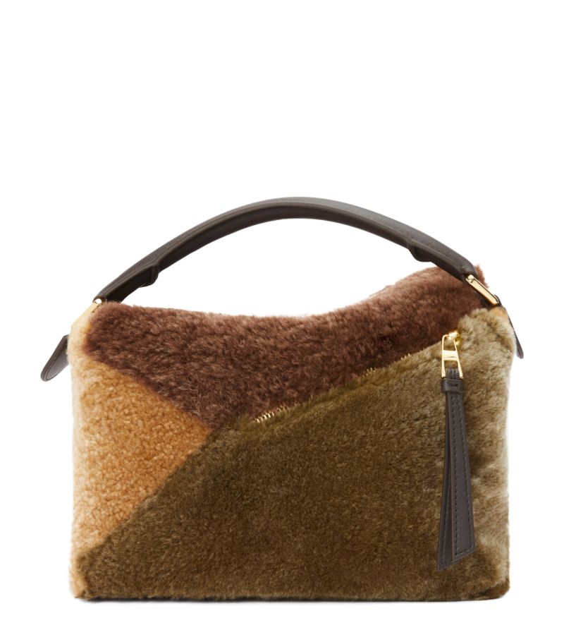 Loewe Loewe Small Shearling Puzzle Edge Top-Handle Bag