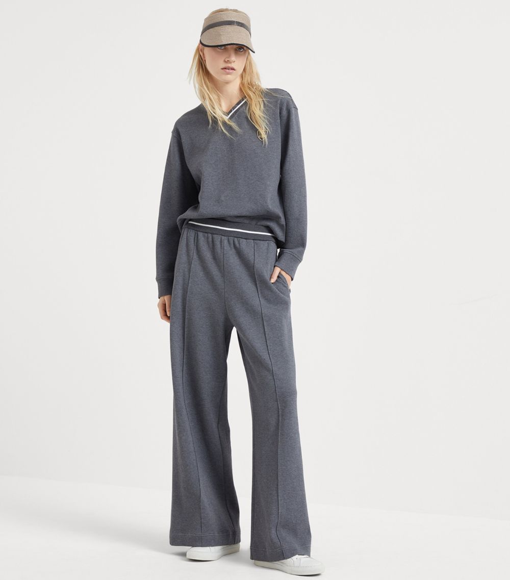 Brunello Cucinelli Brunello Cucinelli Cotton Piqué Wide-Leg Sweatpants