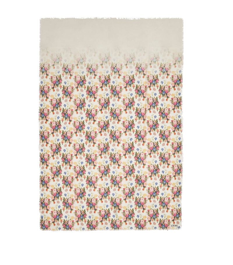 Loewe Loewe Cashmere-Silk Floral Logo Scarf