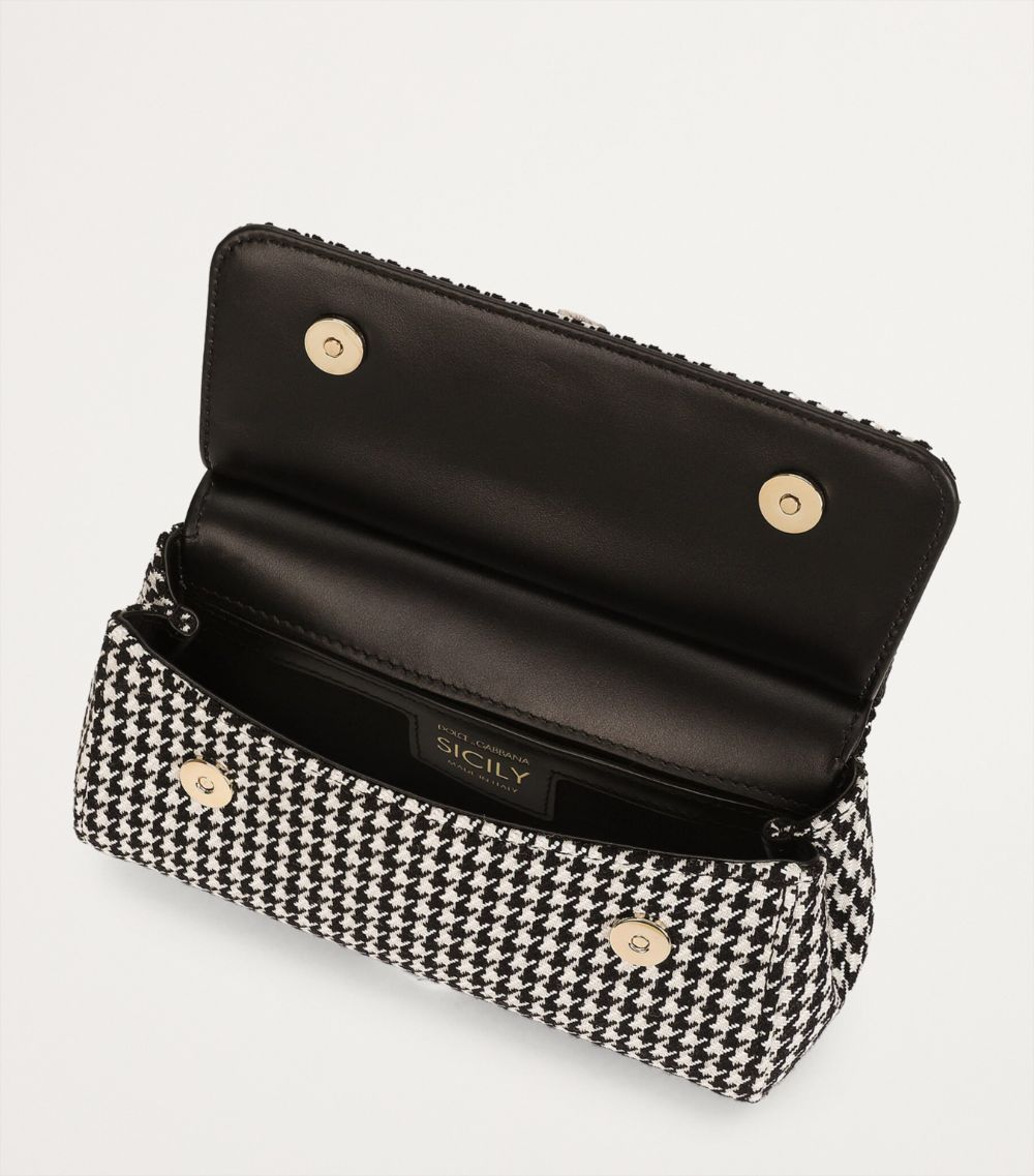 Dolce & Gabbana Dolce & Gabbana Small Houndstooth Sicily Top-Handle Bag