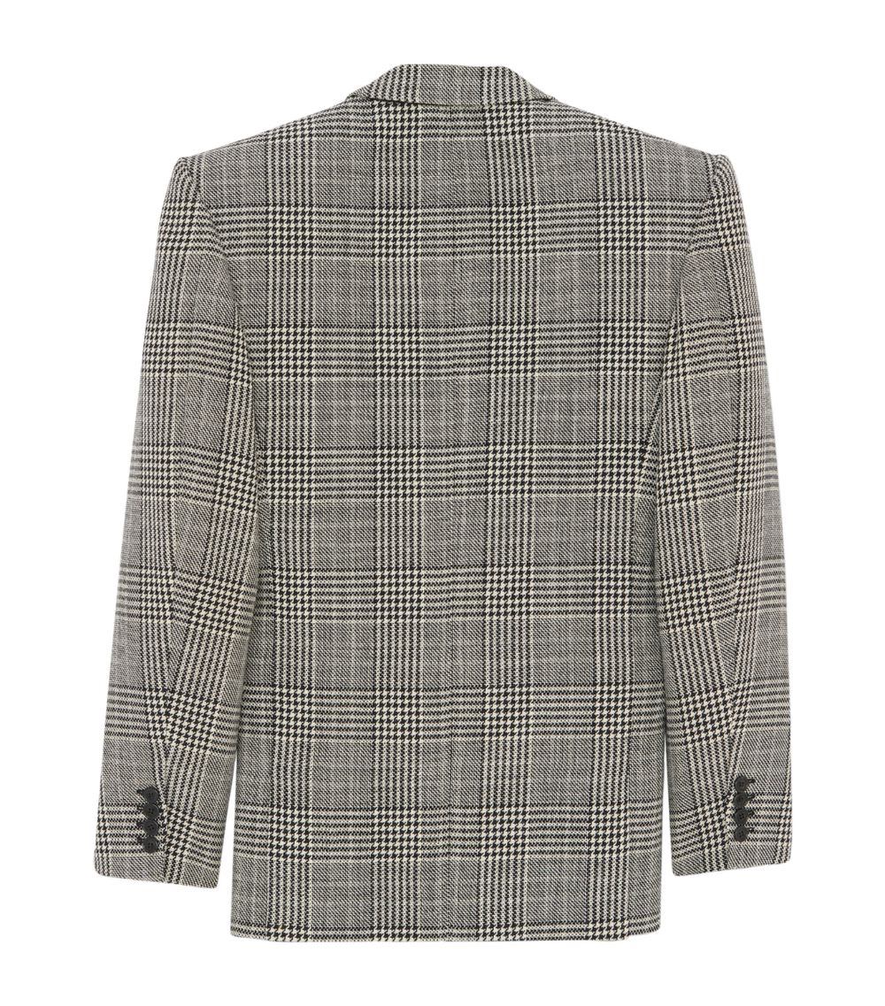 Saint Laurent Saint Laurent Wool Oversized Prince of Wales Check Blazer