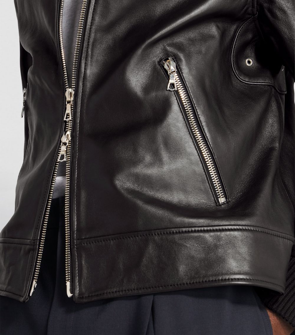  Officine Generale Grained Leather Layvin Bomber