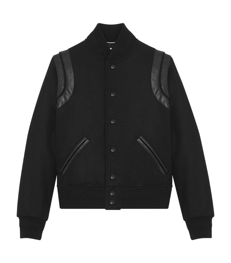 Saint Laurent Saint Laurent Leather-Trim Bomber Jacket