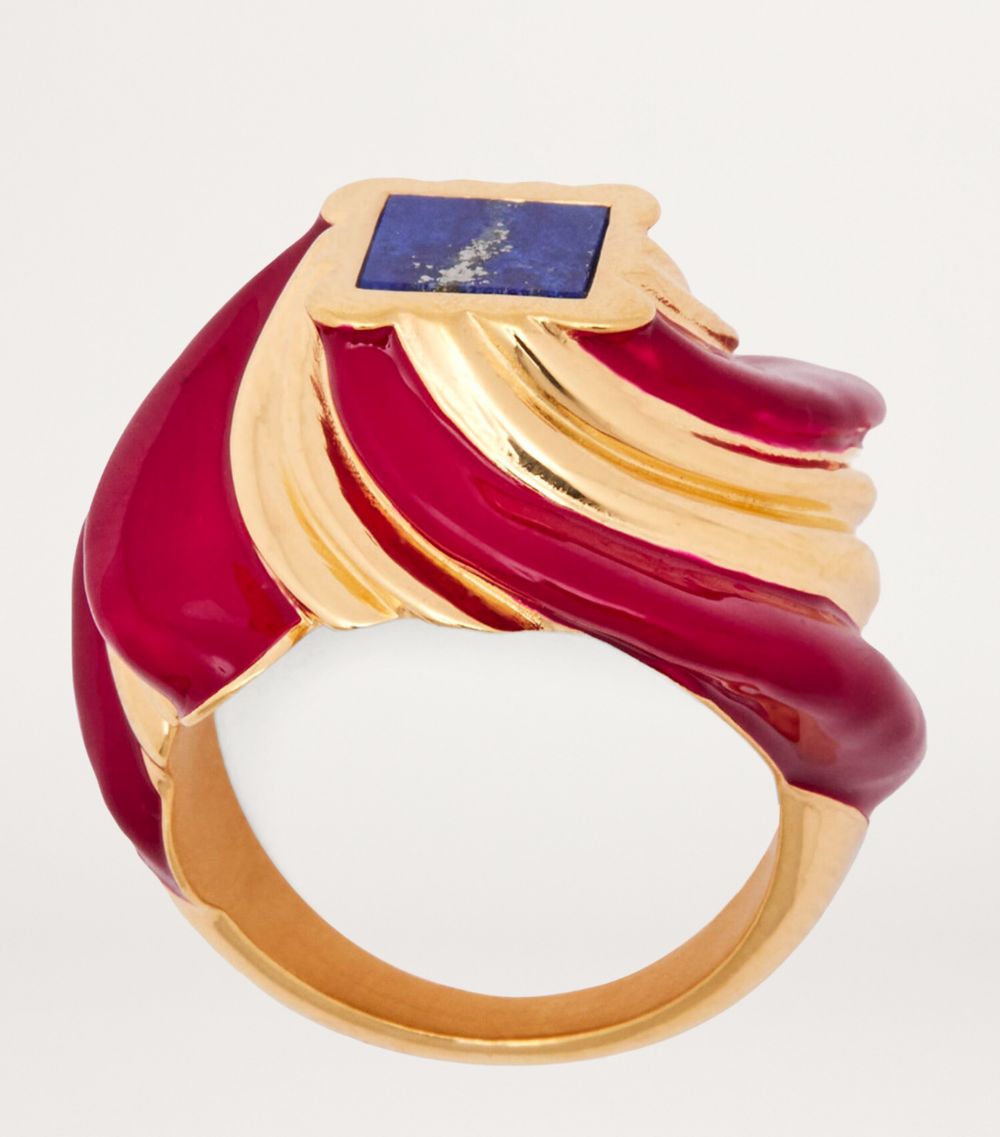 Loewe Loewe Sterling Silver And Enamel Twisted Anagram Ring