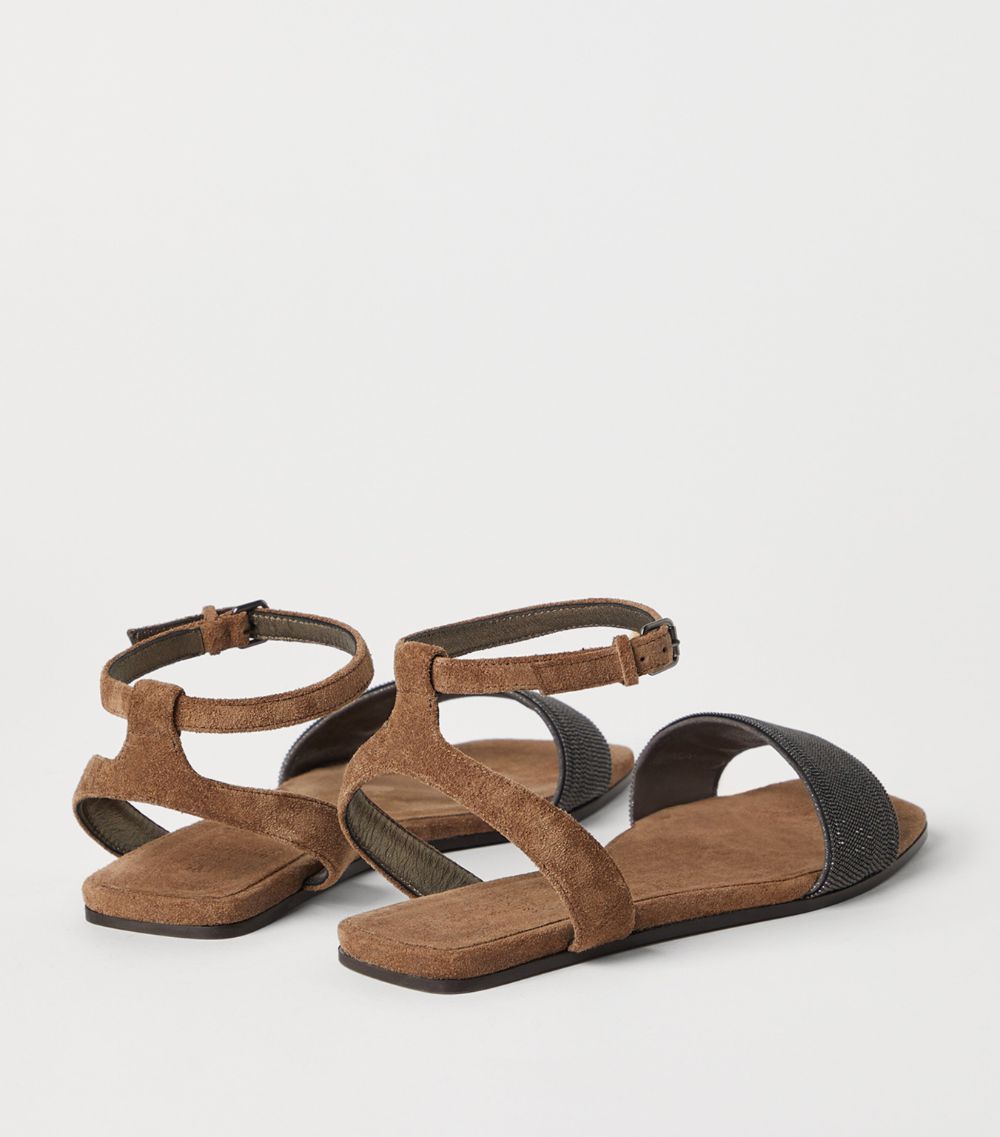 Brunello Cucinelli Brunello Cucinelli Suede Monili-Strap Sandals