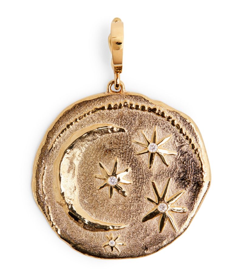 Azlee Azlee Large Yellow Gold and Diamond Cosmic Coin Charm