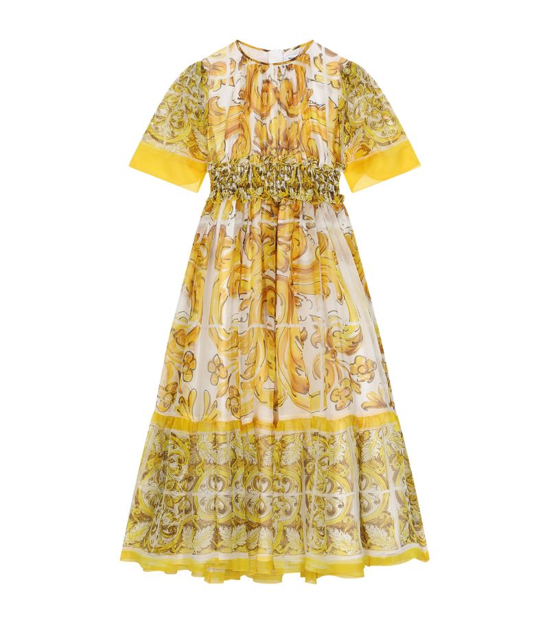 Dolce & Gabbana Dolce & Gabbana Kids Chiffon Yellow Majolica Dress (8-12+ Years)