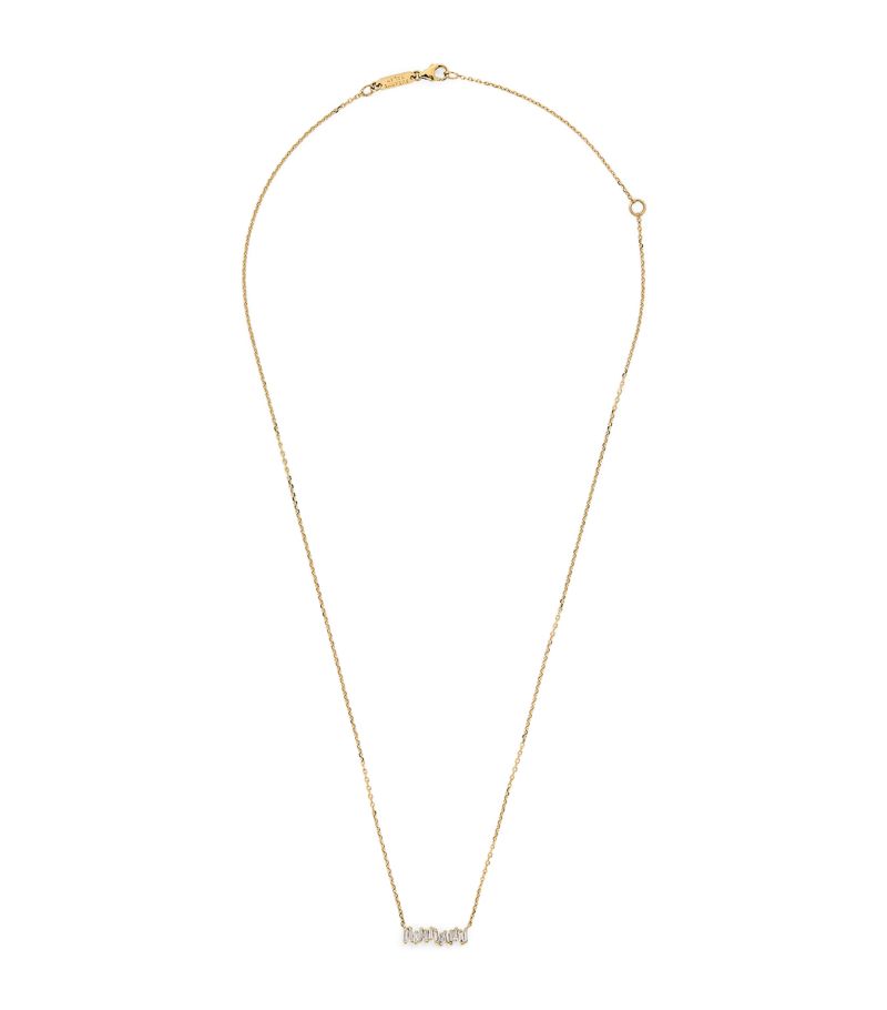 Suzanne Kalan Suzanne Kalan Mini Yellow Gold And Diamond Classic Bar Pendant Necklace