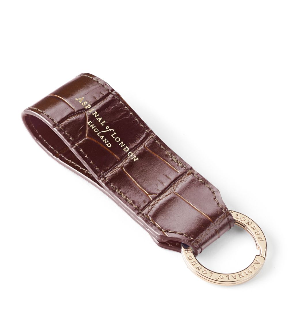  Aspinal Of London Croc-Embossed Leather Loop Keyring