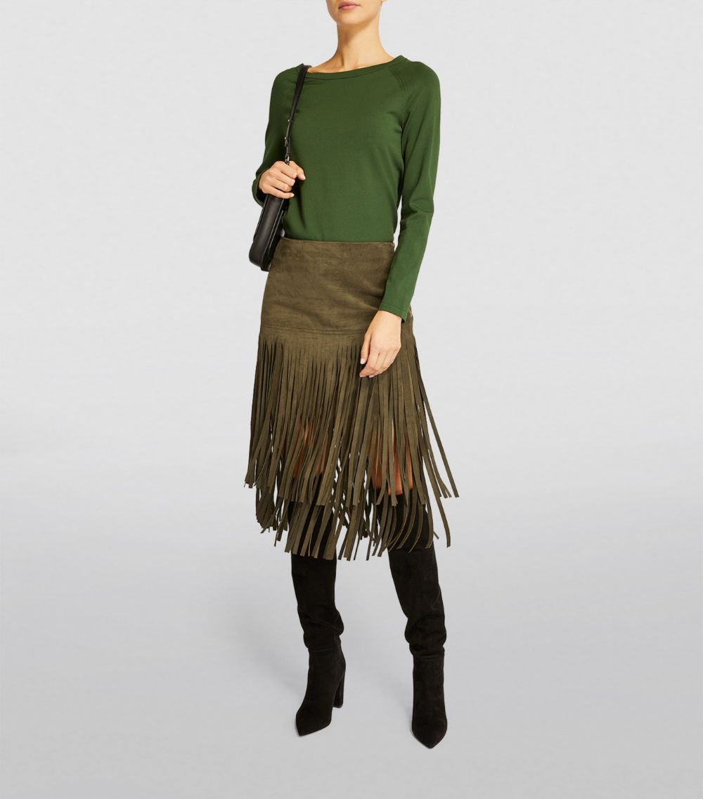 Max Mara Max Mara Suede Fringed Battage Mini Skirt