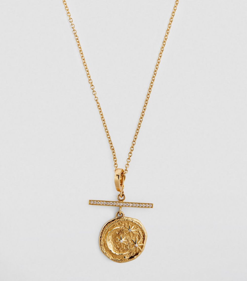 Azlee Azlee Yellow Gold and Diamond Cosmic Coin Necklace