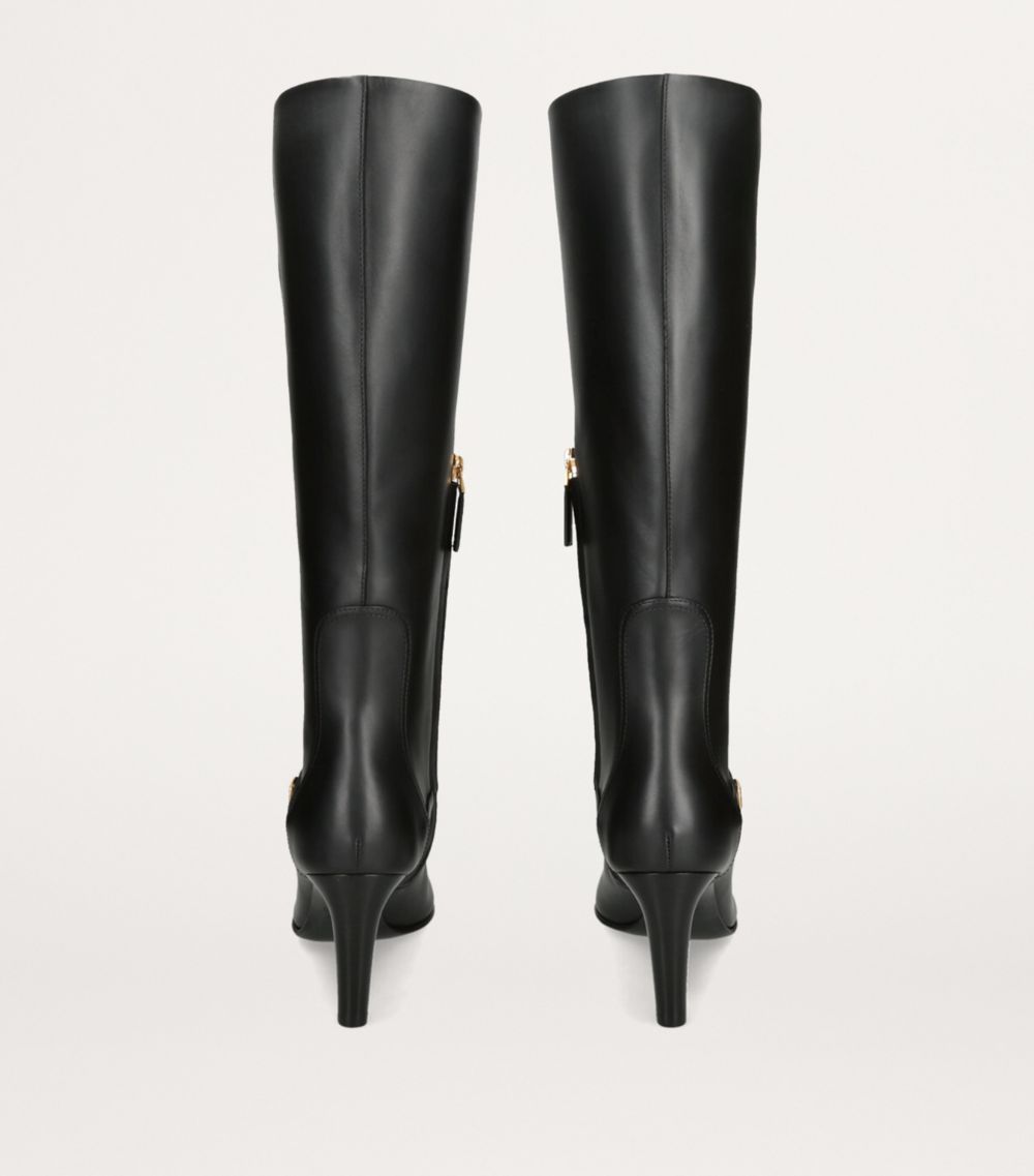 VALENTINO GARAVANI Valentino Garavani Leather Vlogo Knee-High Boots 85