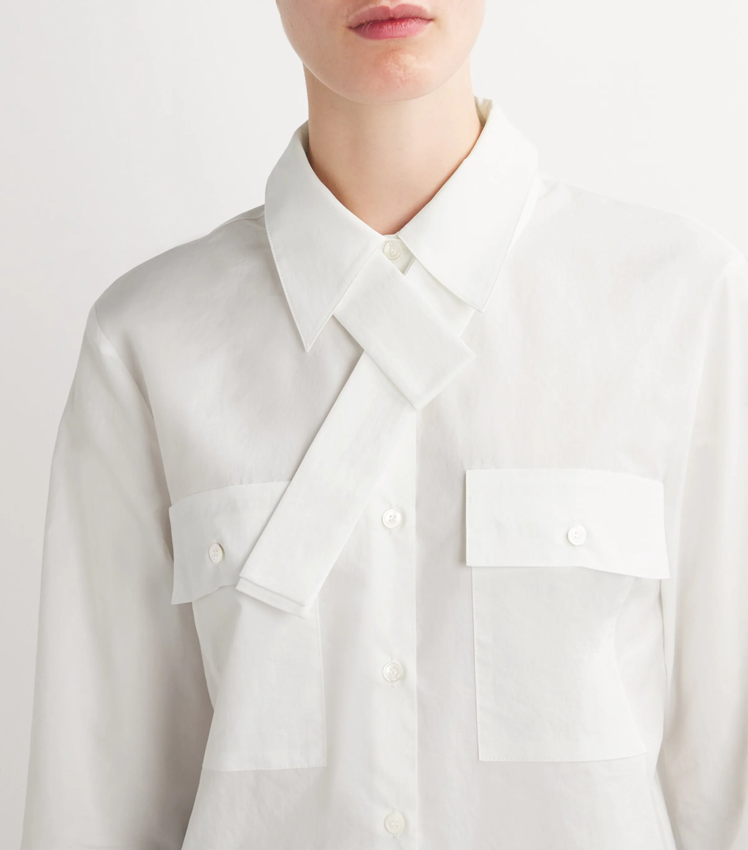  LVIR Cotton-Blend Tie-Detail Shirt