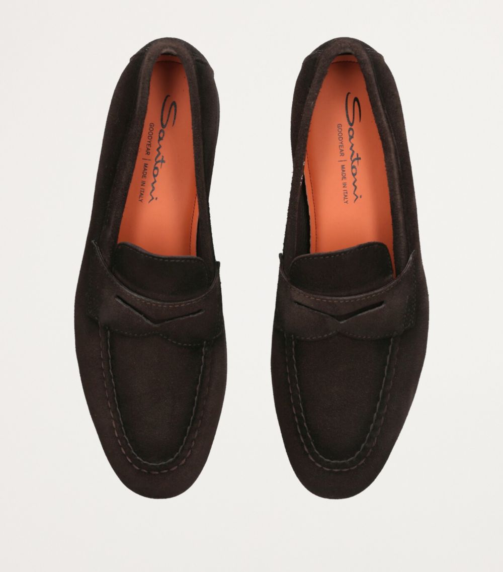 Santoni Santoni Suede Carlos Penny Loafers