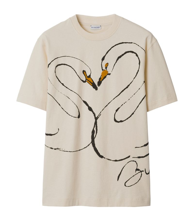 Burberry Burberry Cotton Swan Print T-Shirt