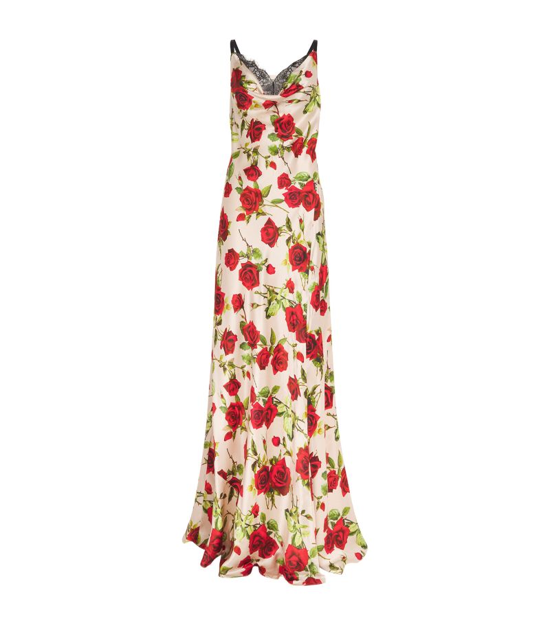 L'Agence L'Agence Silk Rose-Print Venice Maxi Dress