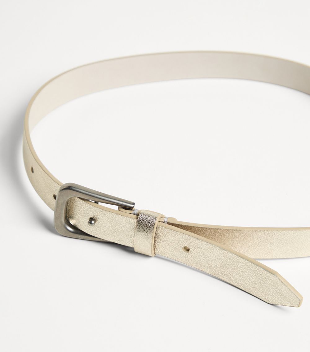 Brunello Cucinelli Kids Brunello Cucinelli Kids Leather Lamé Belt