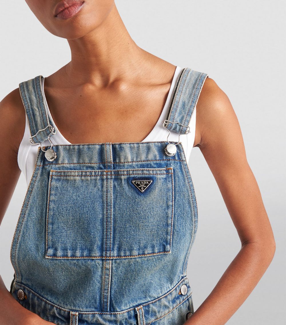 Prada Prada Denim Dungaree Mini Dress