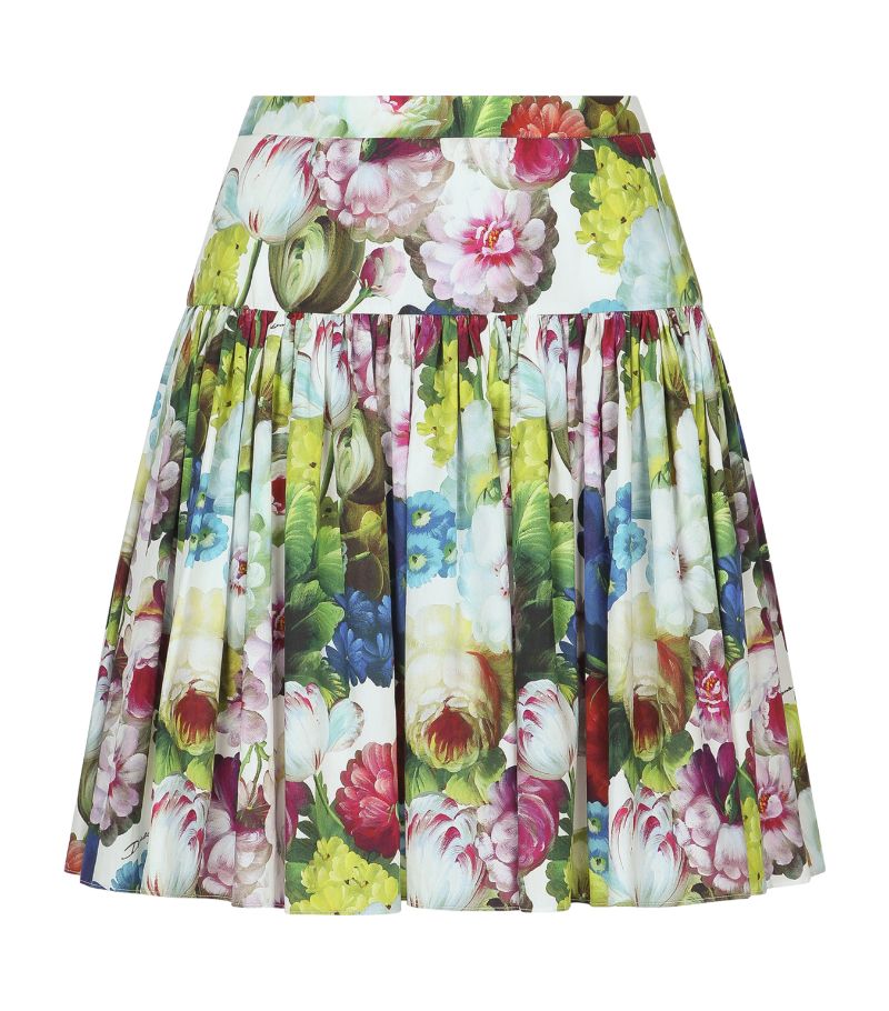 Dolce & Gabbana Dolce & Gabbana Cotton Floral Pleated Mini Skirt