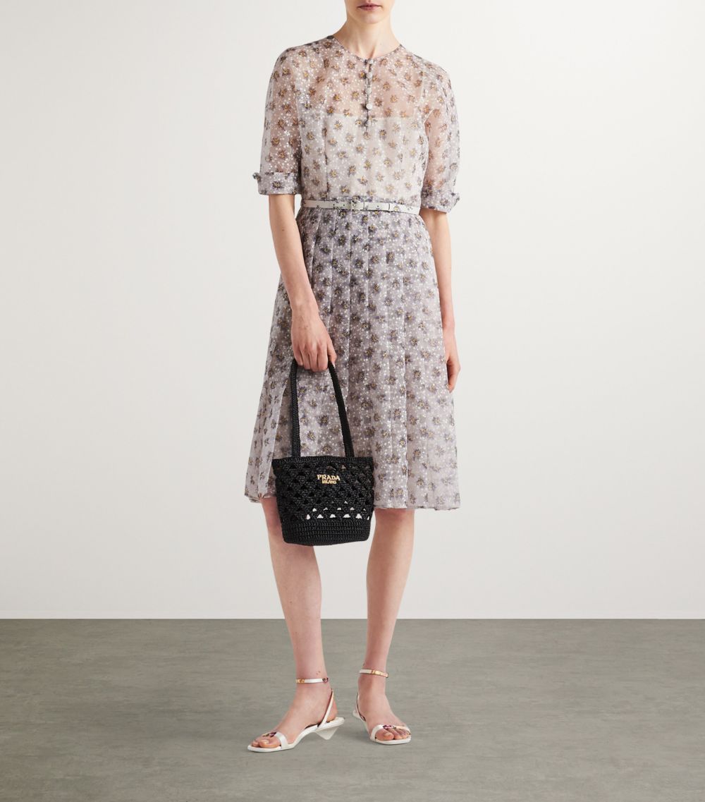 Prada Prada Floral Print Nylonette Midi Dress