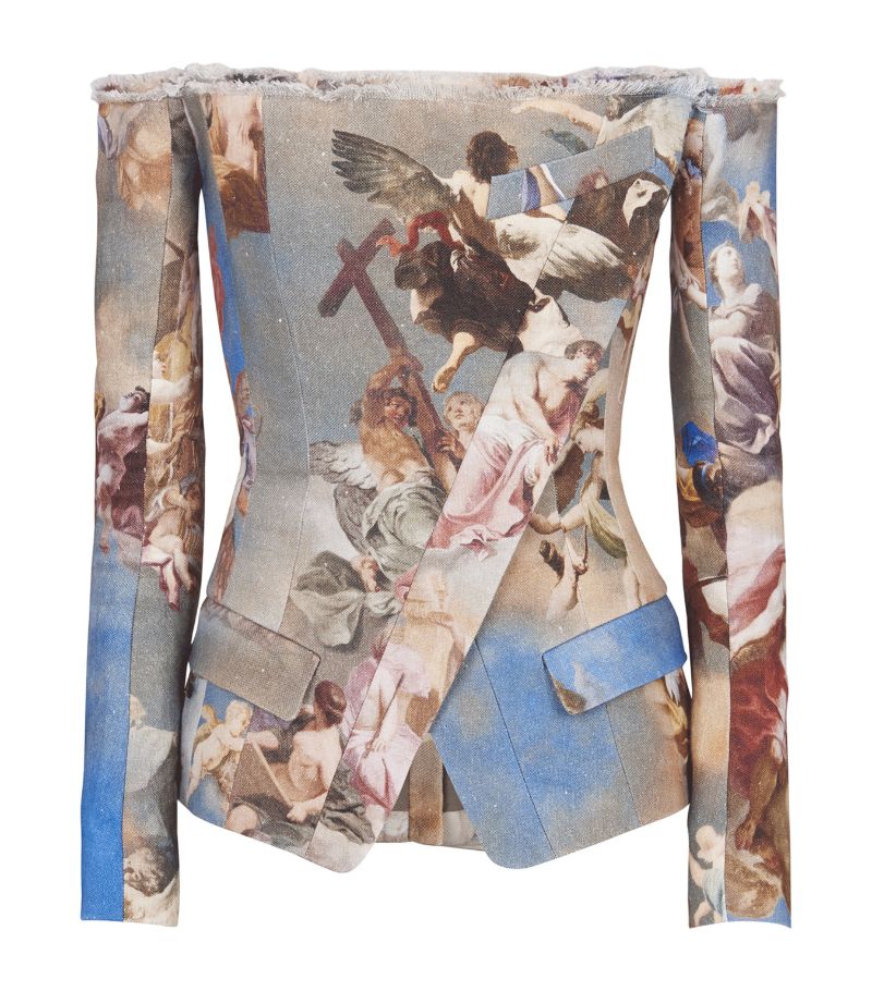 Balmain Balmain Sky Print Off-The-Shoulder Jacket