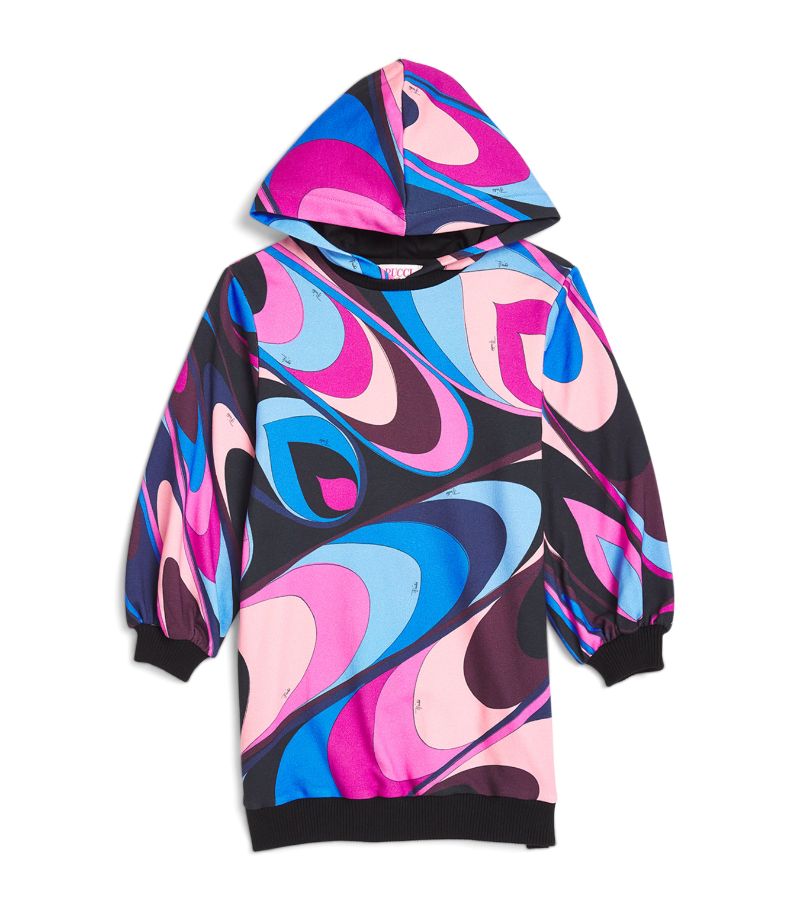 Pucci Junior Pucci Junior Cotton Marmo Print Hooded Dress