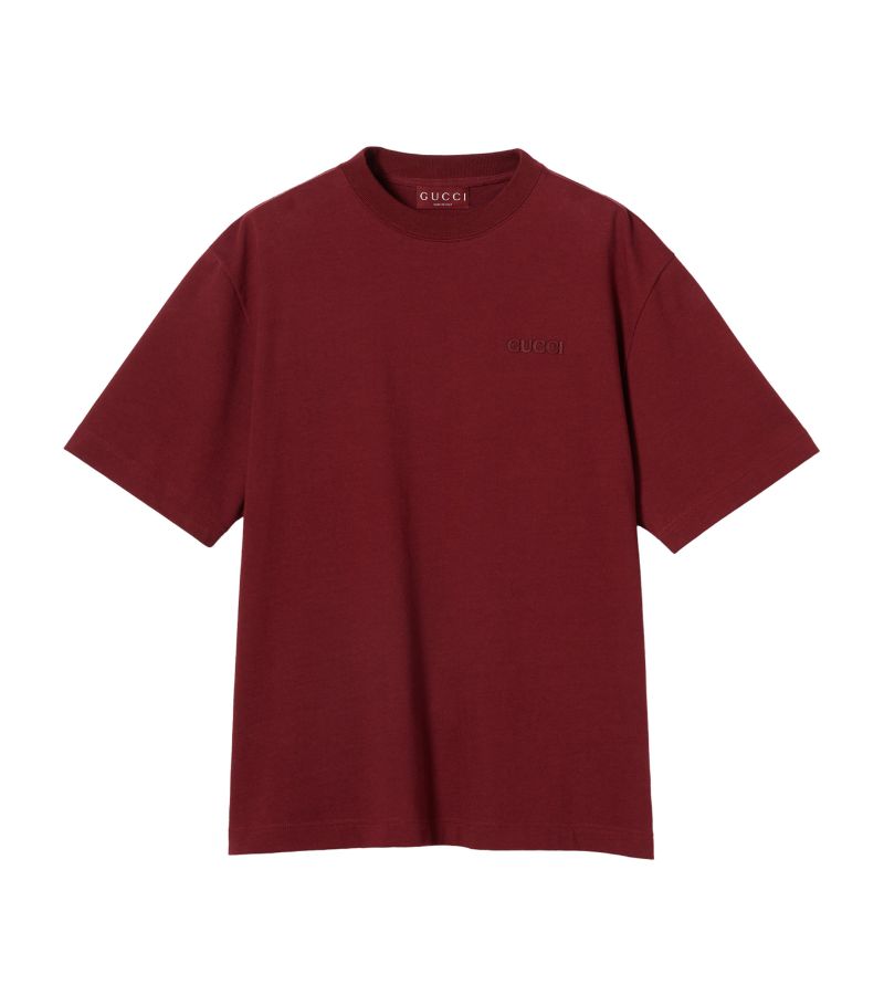 Gucci Gucci Cotton Logo-Embroidered T-Shirt