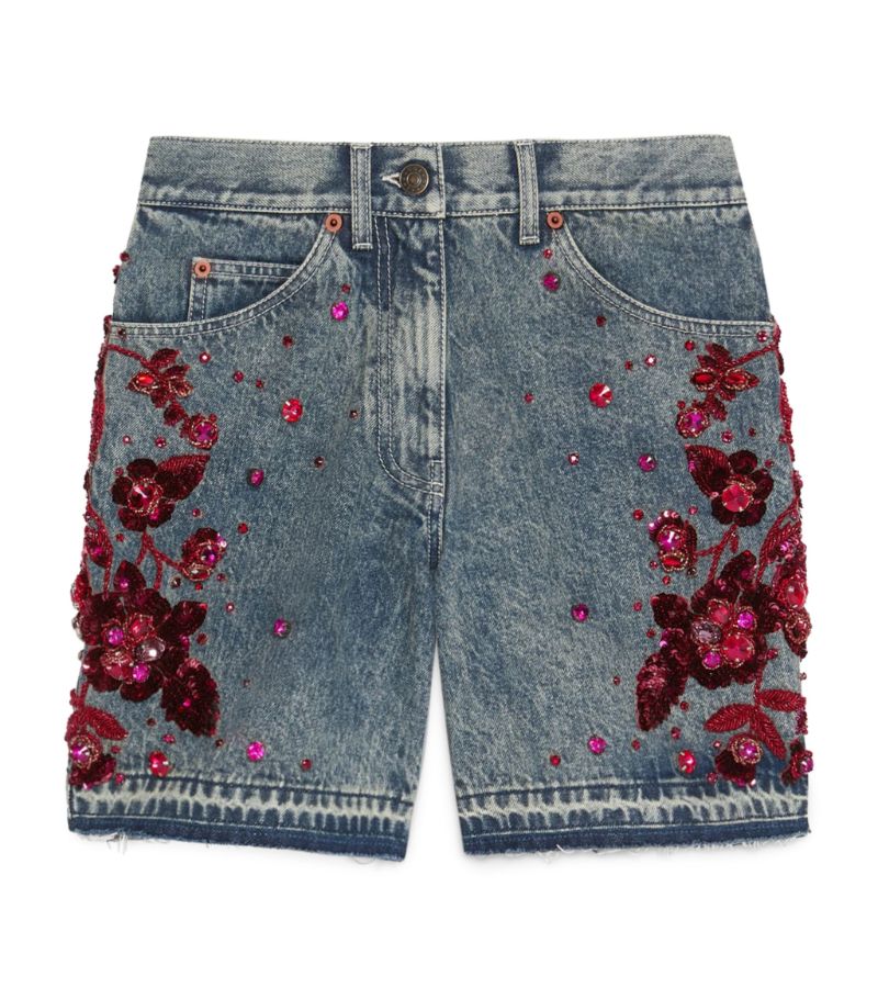 Gucci Gucci Embellished Denim Shorts