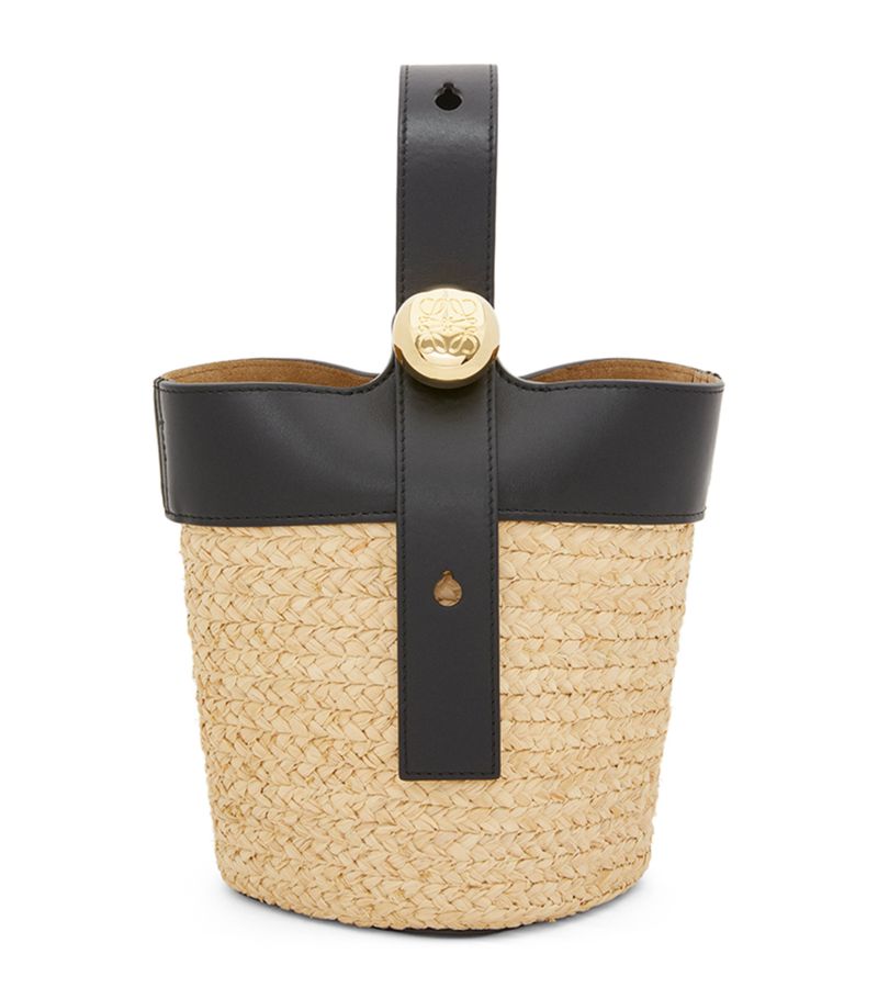 Loewe Loewe Mini Raffia Pebble Bucket Bag