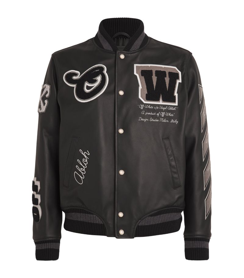 OFF-WHITE Off-White Leather Padded Varsity Jacket