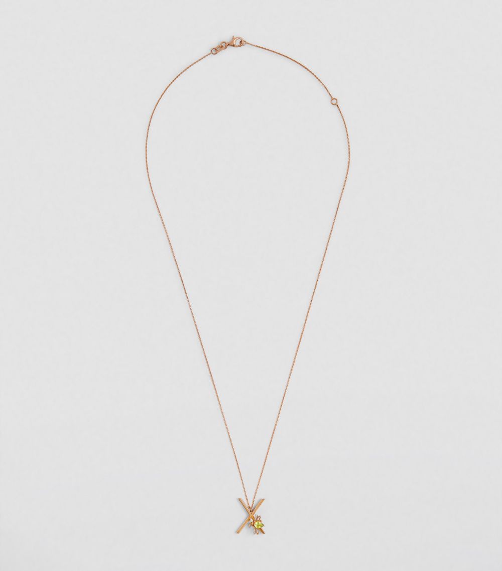 Bee Goddess Bee Goddess Rose Gold, Diamond And Peridot Letter 'X' Necklace