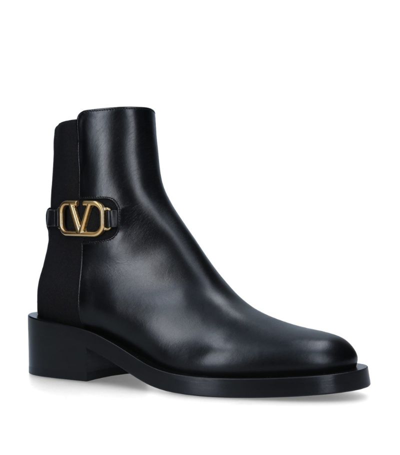 VALENTINO GARAVANI Valentino Garavani Leather Logo Chelsea Boots 30