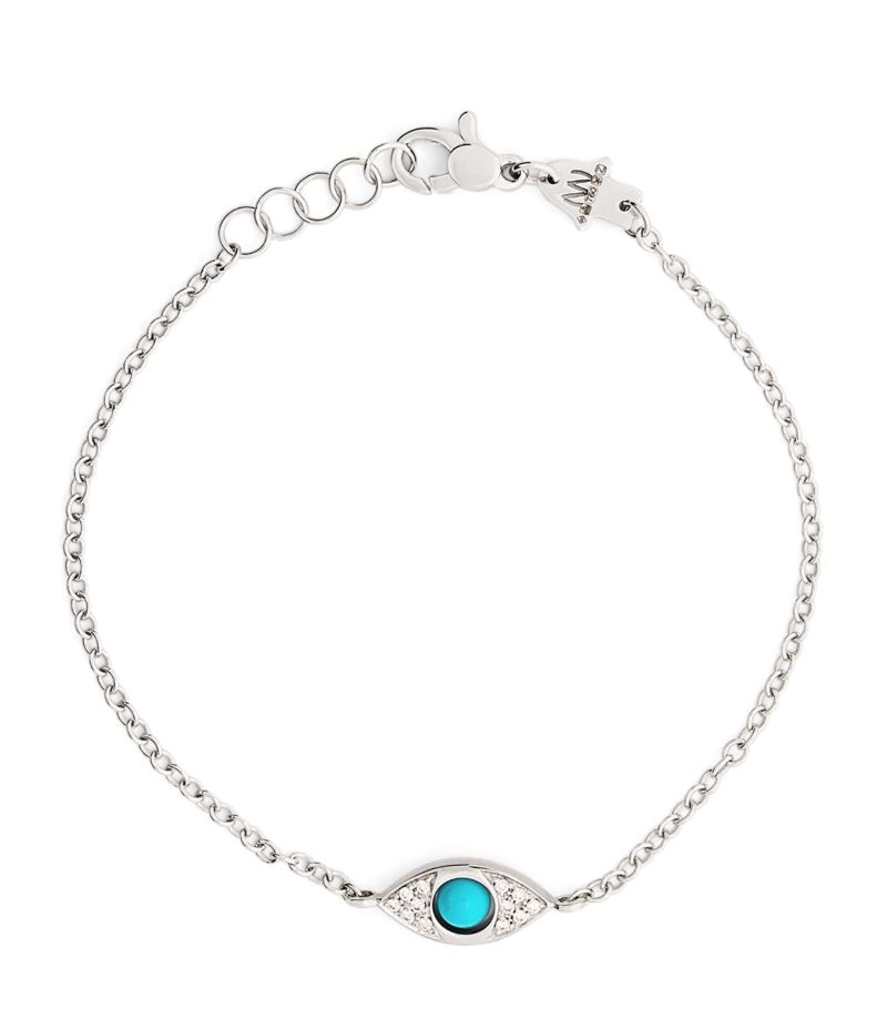 Netali Nissim Netali Nissim White Gold, Diamond And Turquoise Protected Eye Bracelet