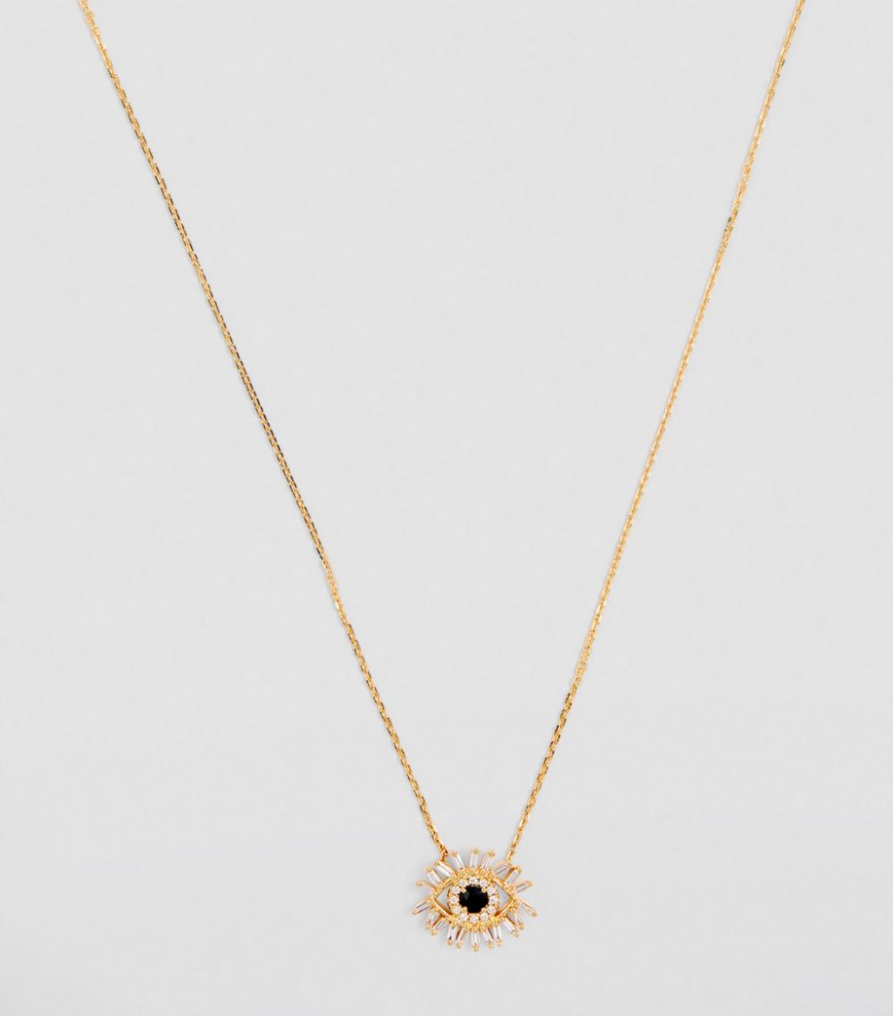 Suzanne Kalan Suzanne Kalan Mini Yellow Gold and Diamond Evil Eye Necklace