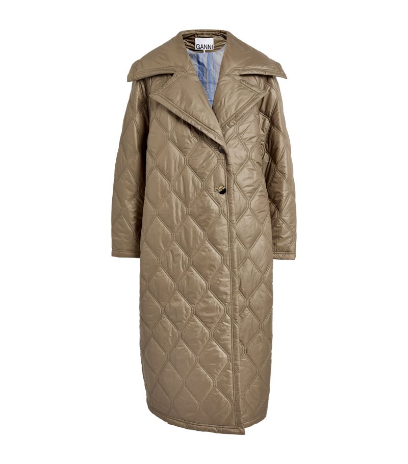 Ganni Ganni Quilted Collared Coat