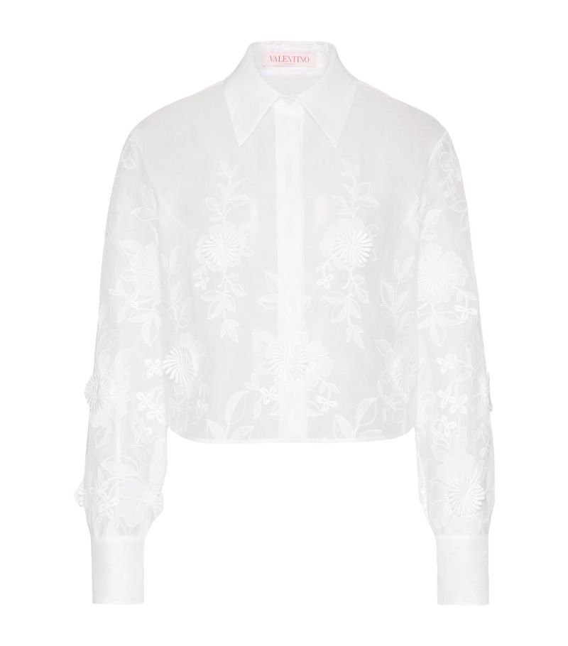 VALENTINO GARAVANI Valentino Garavani Semi-Sheer Embroidered-Flower Shirt