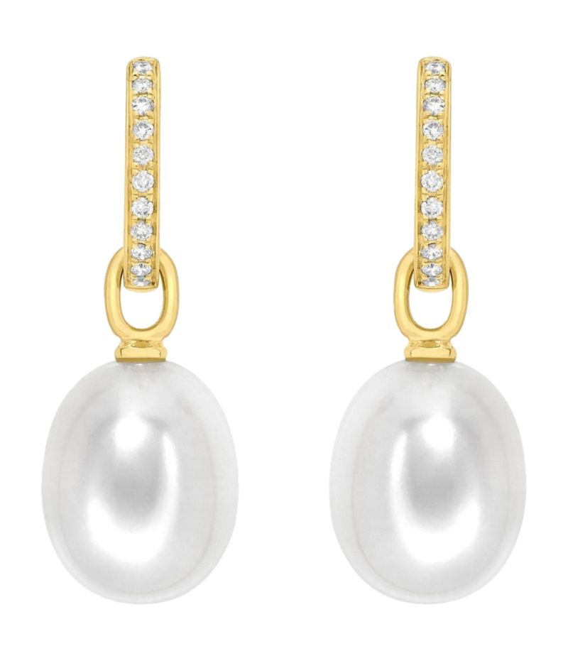 Kiki Mcdonough Kiki Mcdonough Yellow Gold, Diamond And Pearl Classics Earrings