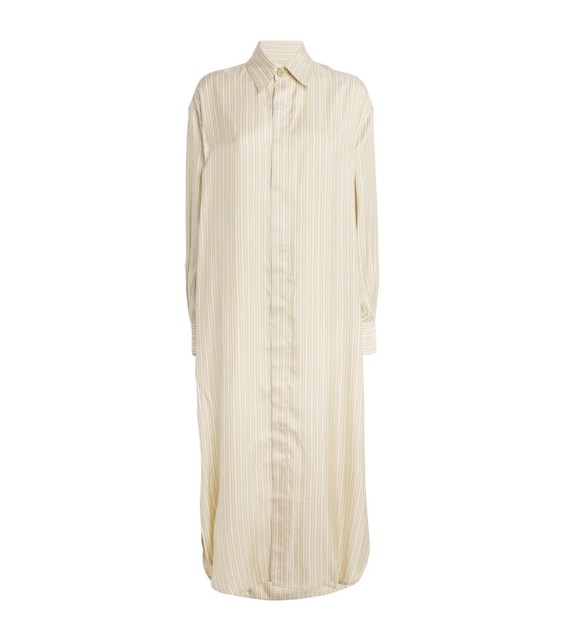 Le Kasha Le Kasha Silk Striped Midi Shirt Dress