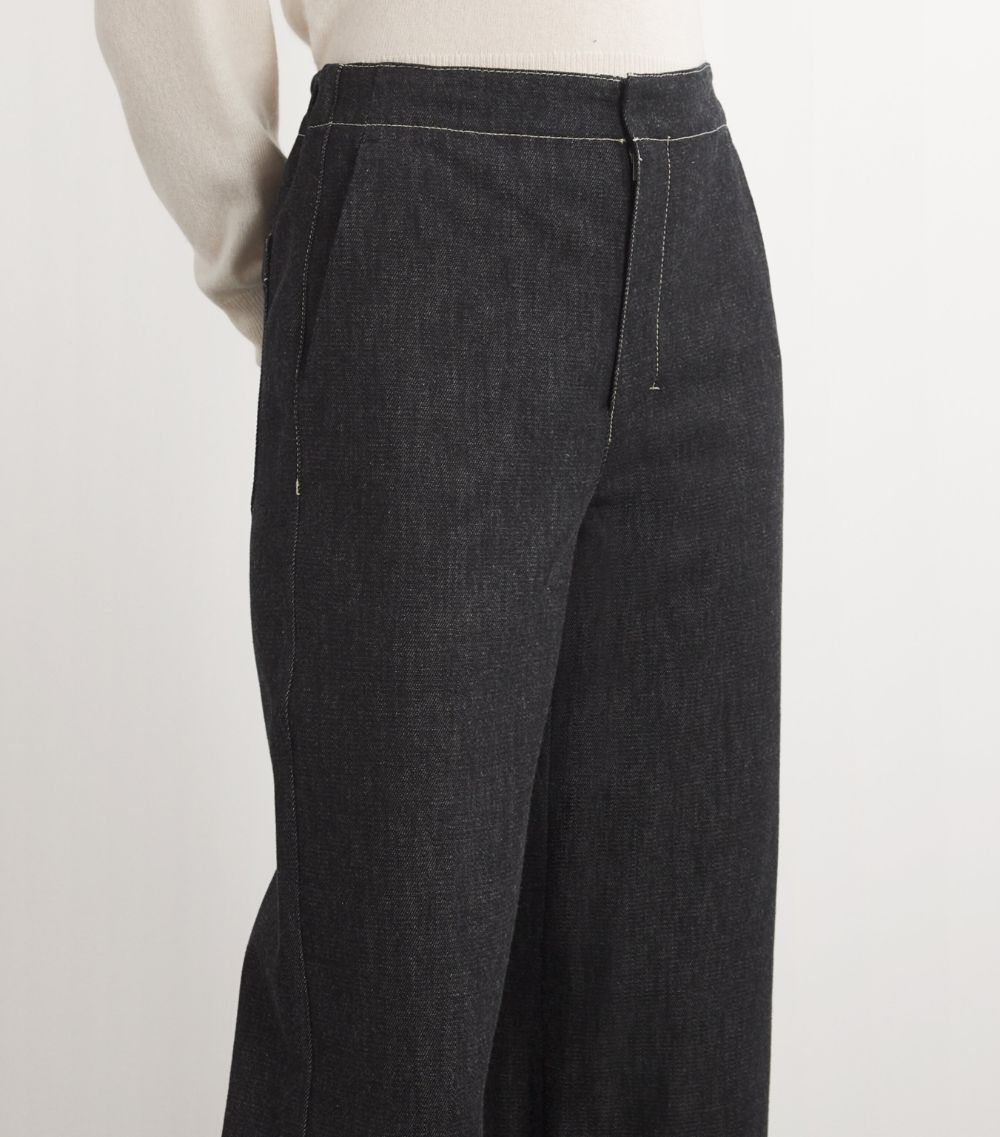 Max Mara Max Mara Cotton Denim-Effect Trousers