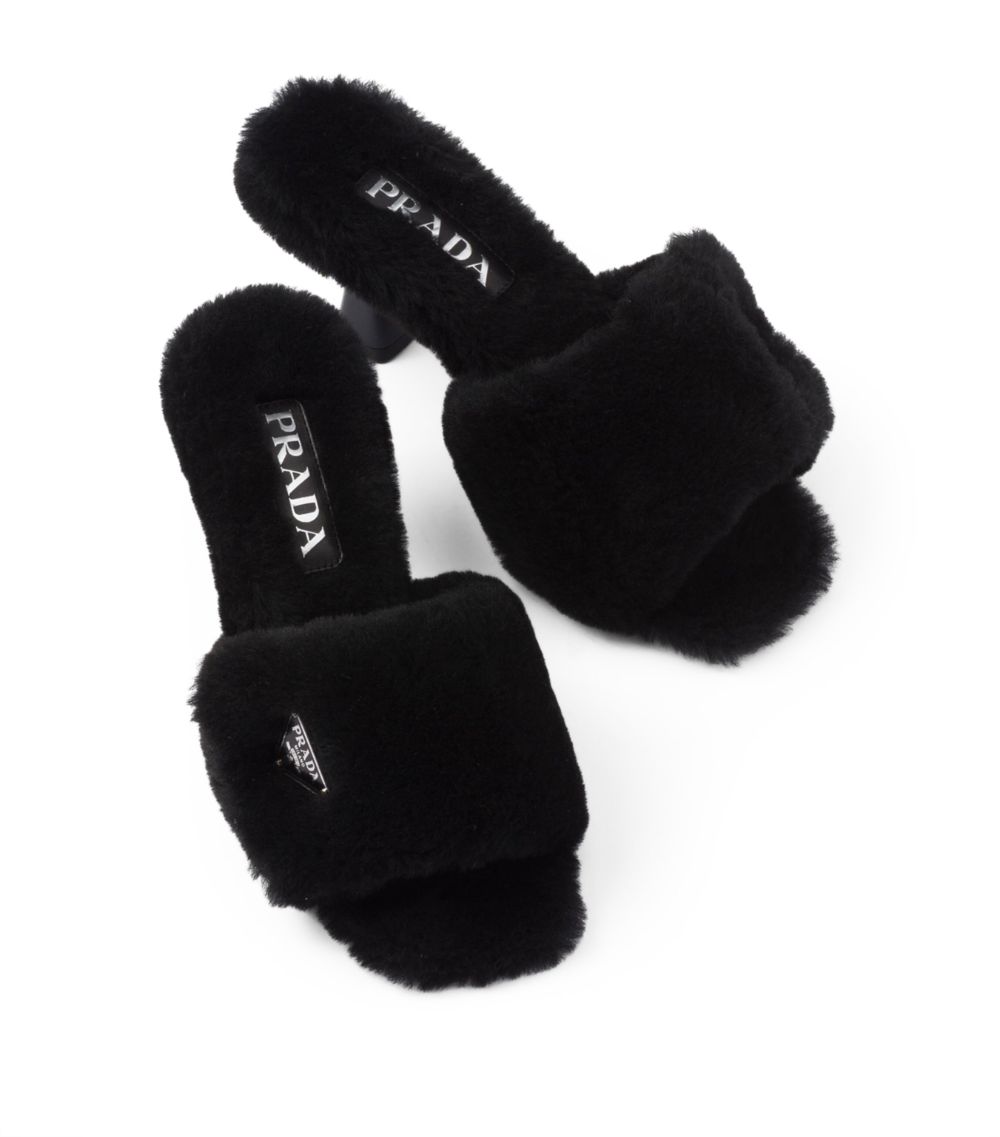 Prada Prada Shearling Triangle Mules 65