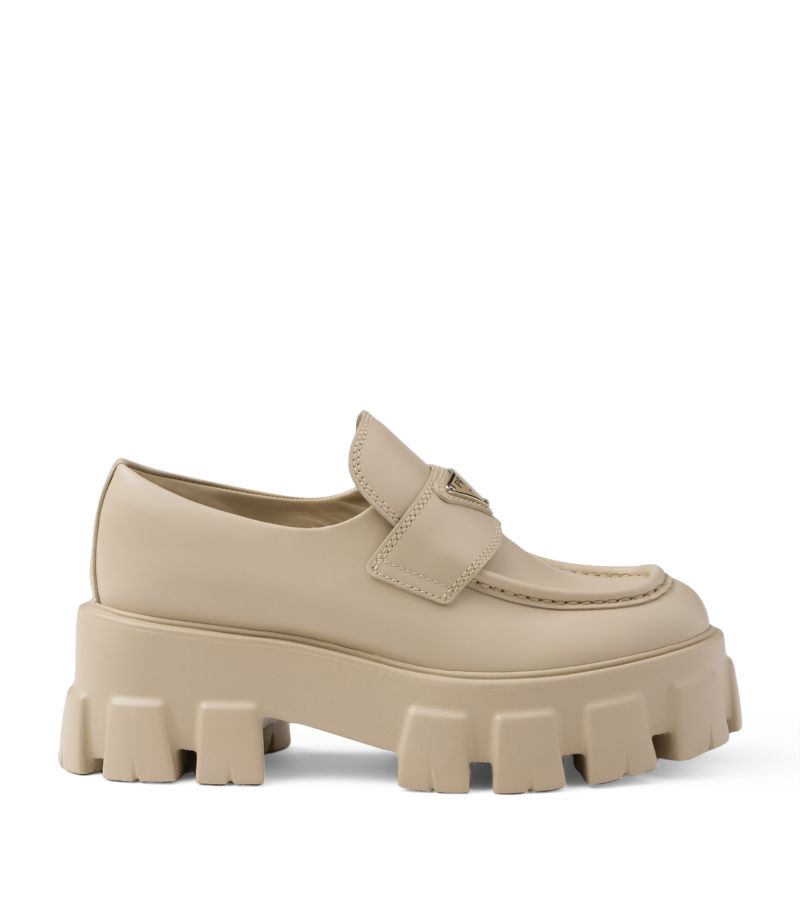 Prada Prada Brushed Leather Monolith Loafers