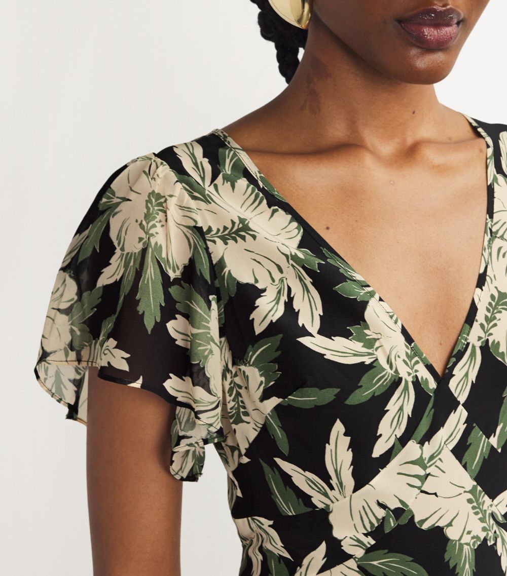  Rixo Hibiscus Print Evie Midi Dress