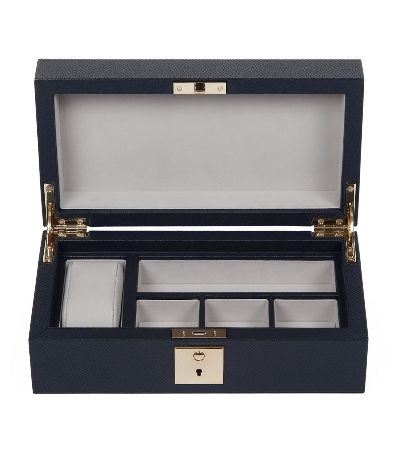 Smythson Smythson Leather Panama Watch And Cufflinks Case