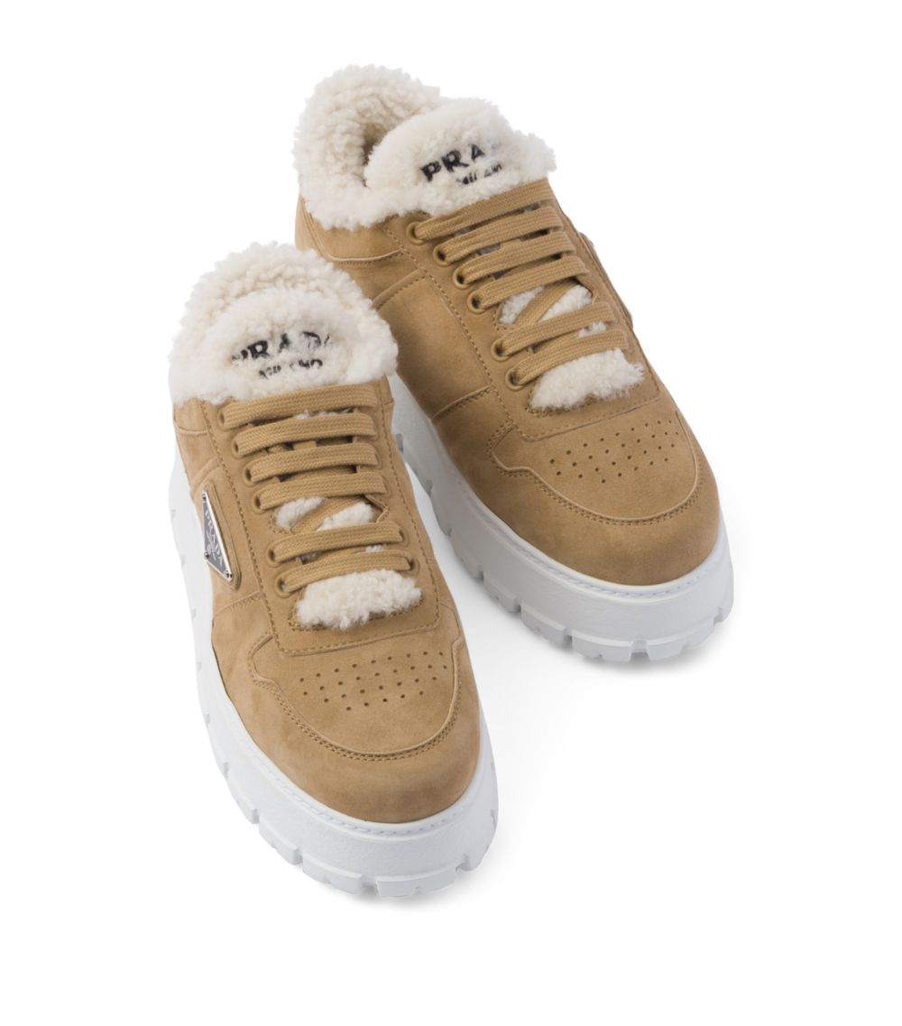 Prada Prada Suede Shearling Sneakers