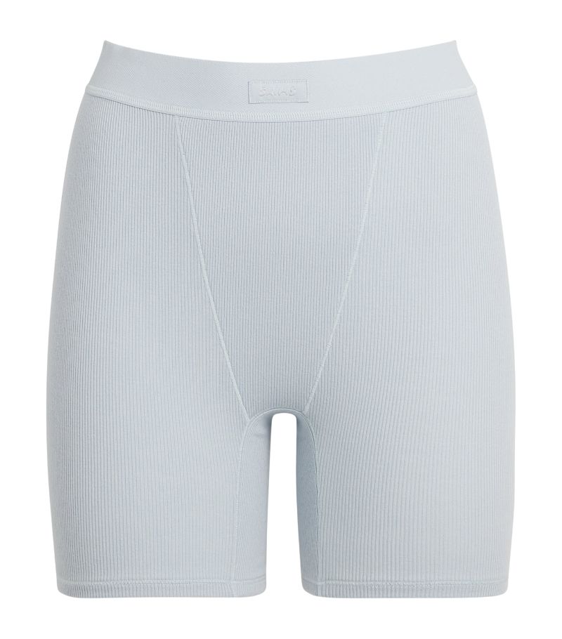 Skims Skims Stretch-Cotton Ribbed Boxer Shorts