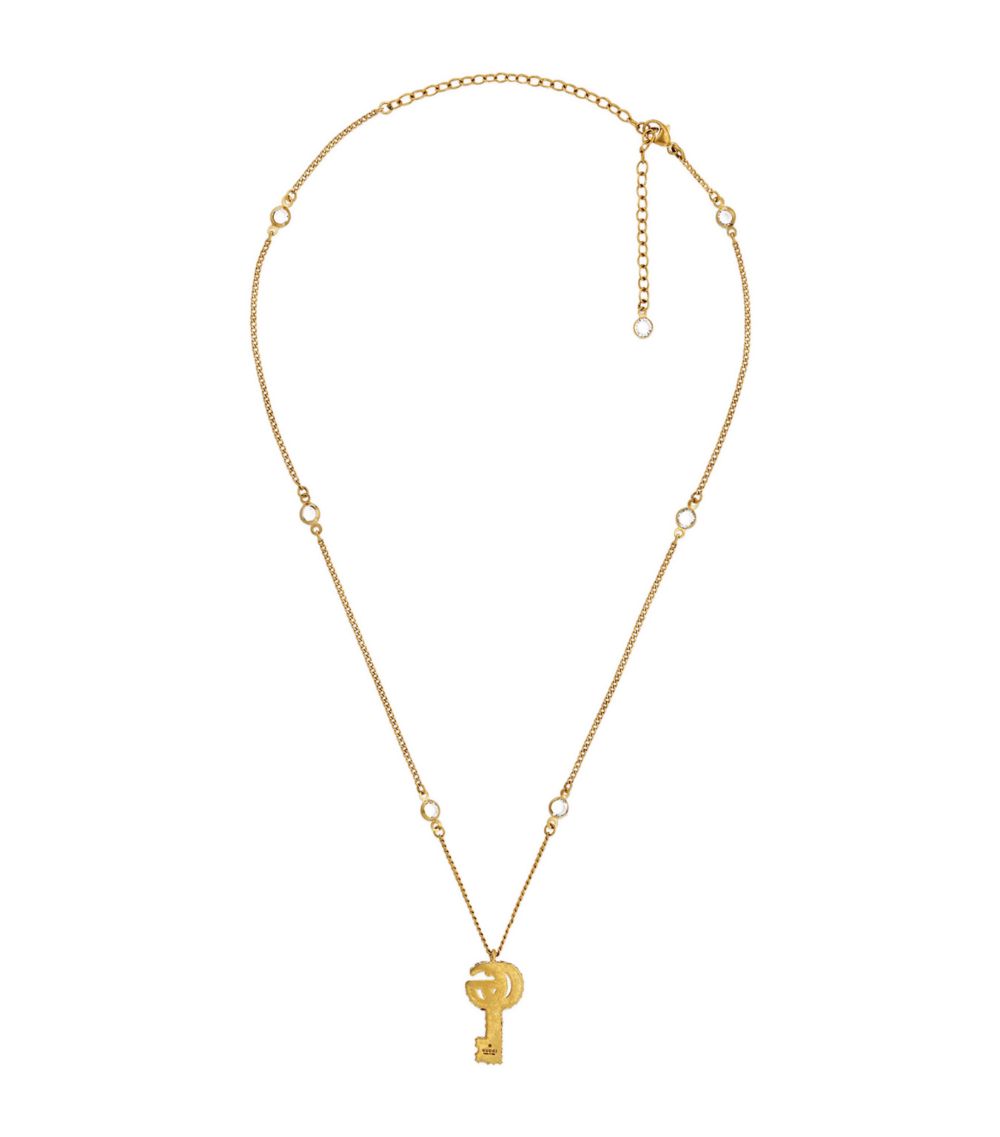 Gucci Gucci Crystal-Embellished Double G Key Necklace