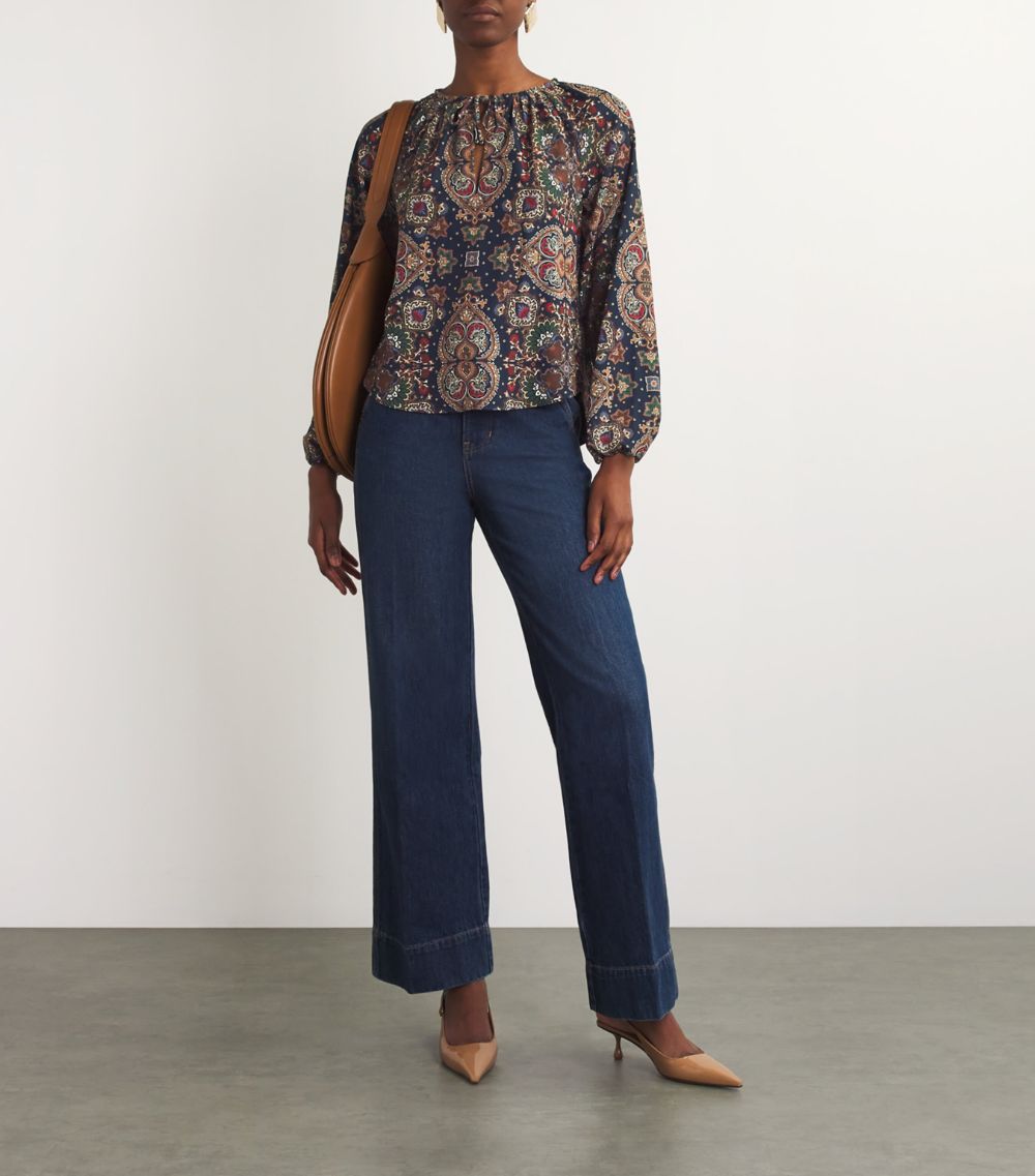 Veronica Beard Veronica Beard Satin Printed Solay Blouse