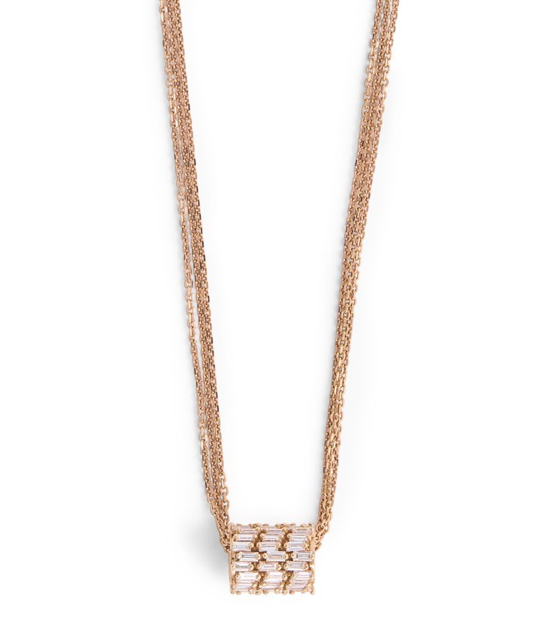 Suzanne Kalan Suzanne Kalan Rose Gold And Diamond Infinite Three-Rondelle Pendant Necklace