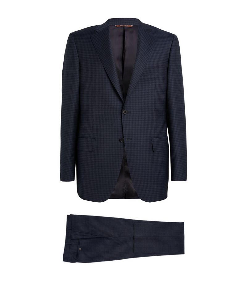 Canali Canali Wool Micro-Check Single-Breasted Suit
